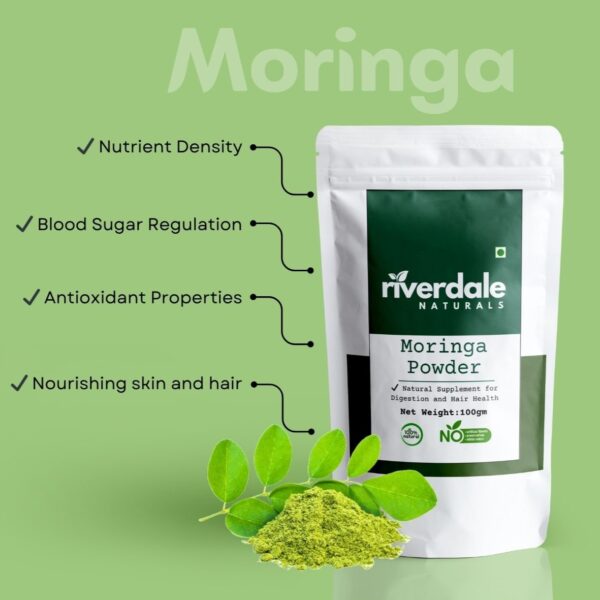 Riverdale Naturals Moringa Powder 100gm– A Nutrient-Rich Superfood - Image 2